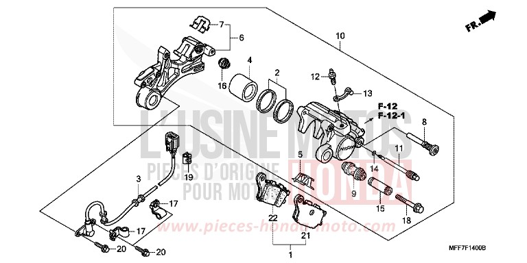 BREMSSATTEL HINTEN/GESCHWINDIGKEITSSENSOR von TRANSALP ABS SHASTA WHITE (NH138) von 2011